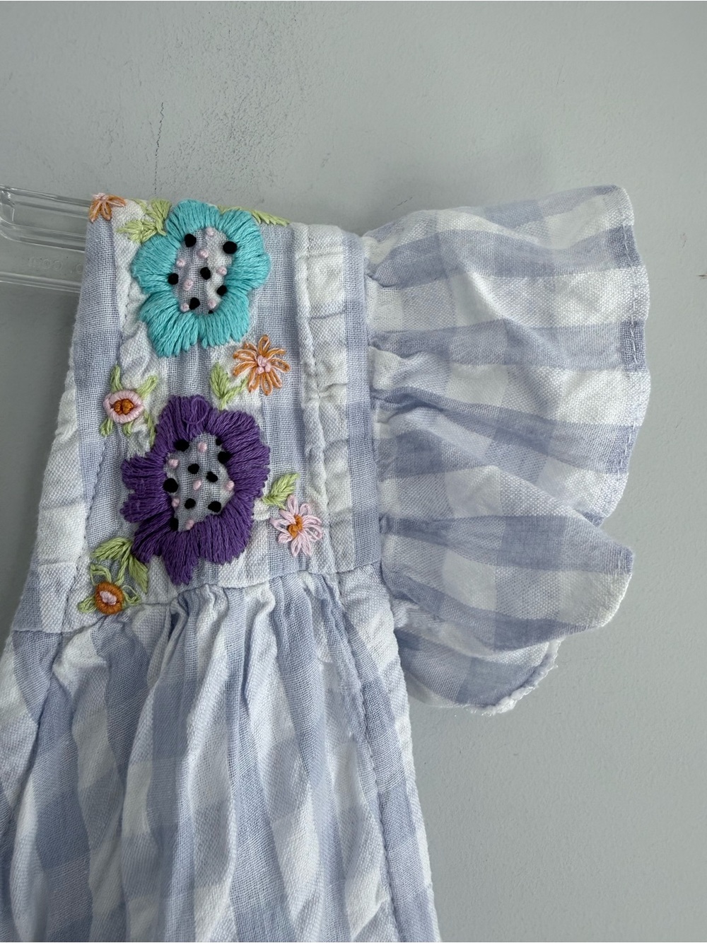 Tach Ilena Cloqué Gingham Embroidered Milkmaid Boho Cottagecore Dress L - Picture 10 of 16
